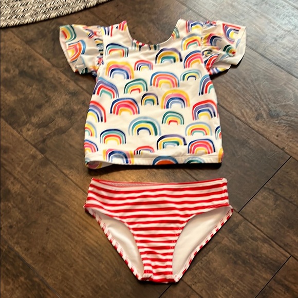 Rainbow Print Top and Striped Bottom Set - Picture 1 of 7